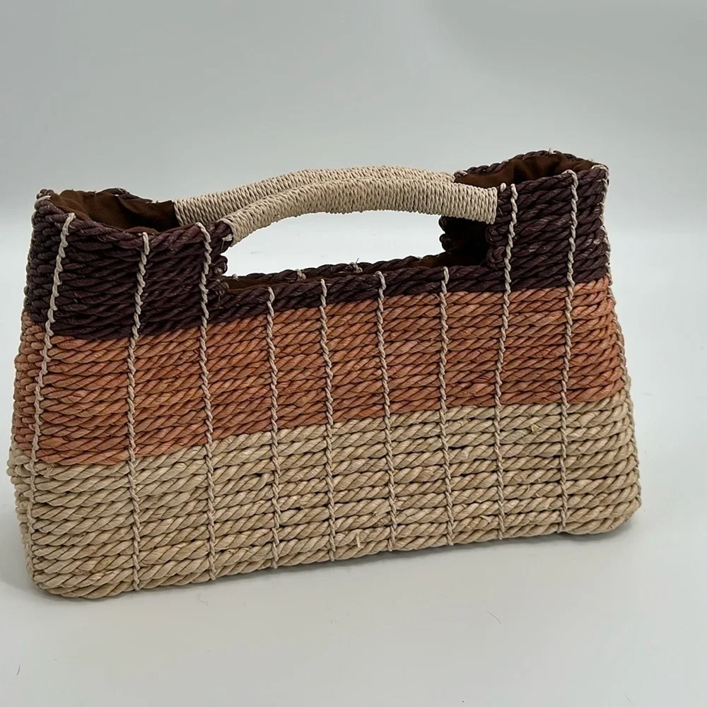 Toucan Collection New York Tan and Brown Straw Satchel
